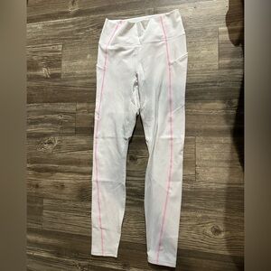 PureLuxe Fabletics White and Pink Leggings Athletic Style